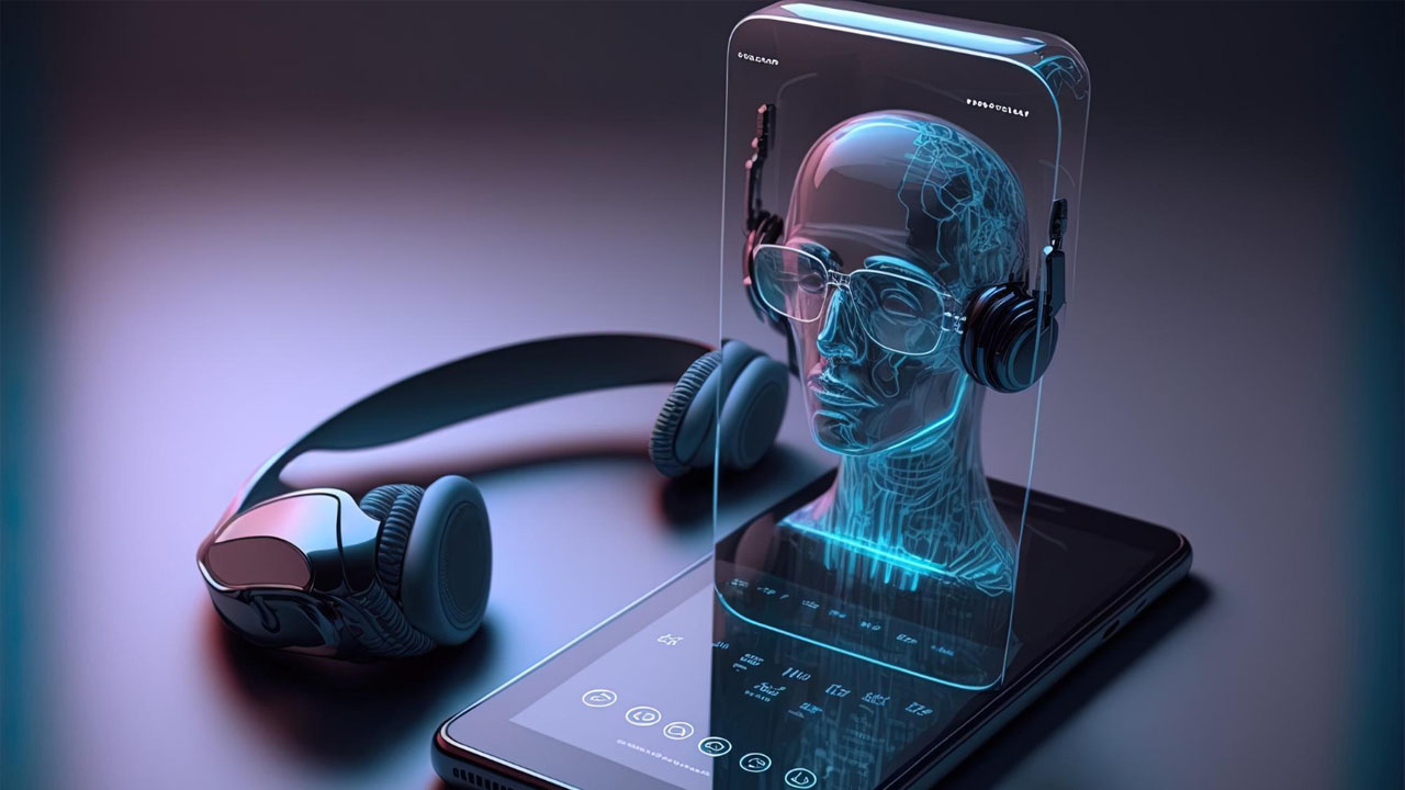 a glass phone with an AI voice cloning tool ready to listen and record