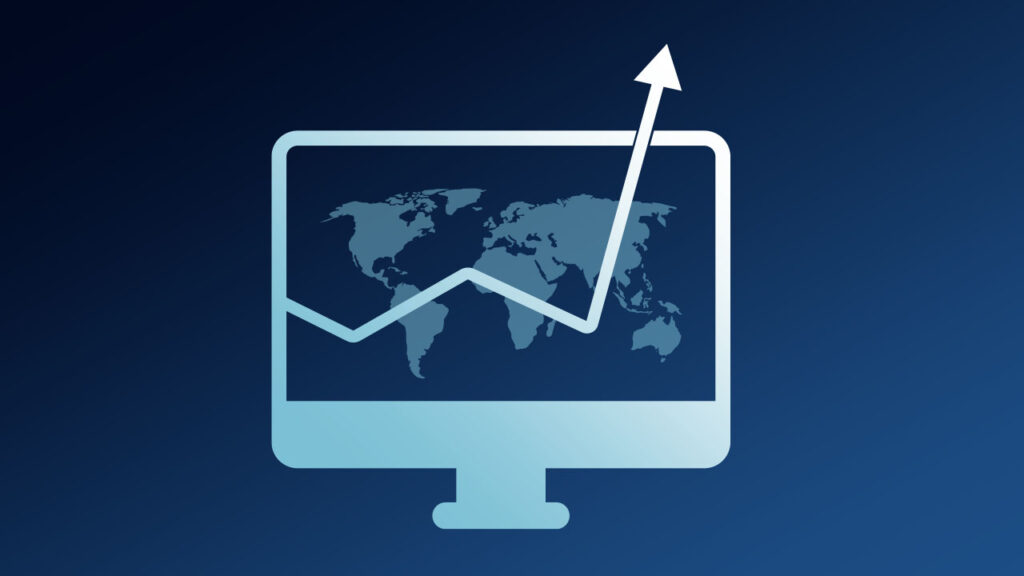 graph on computer showing an increase in global AI usage