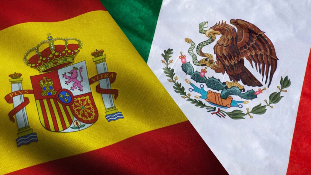 spanish and mexican flags