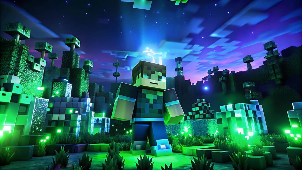 a character in minecraft walking