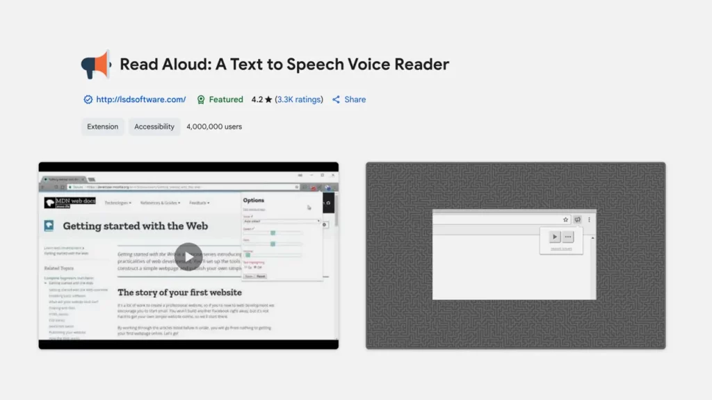 read aloud google chrome extension page