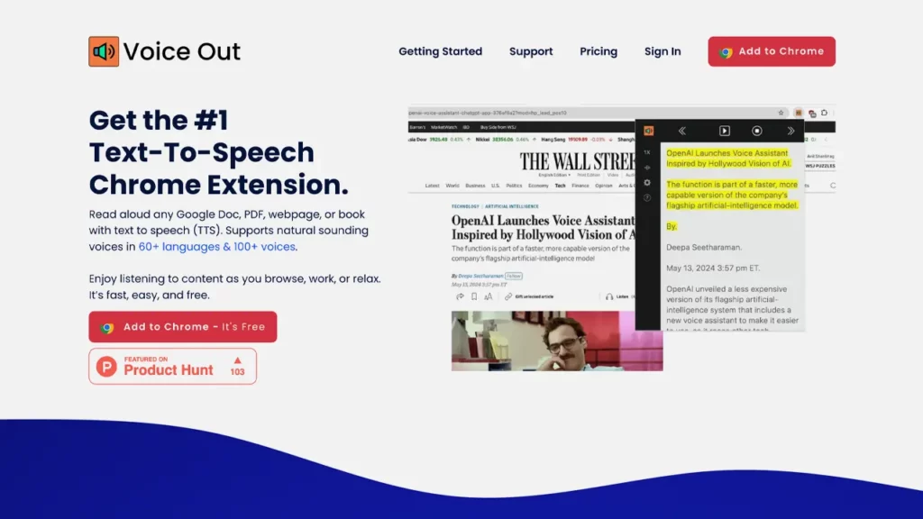 voice out landing page