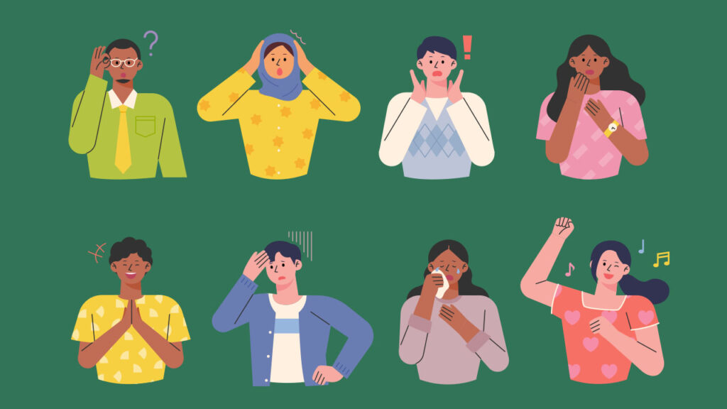 multiple people expressing different emotions