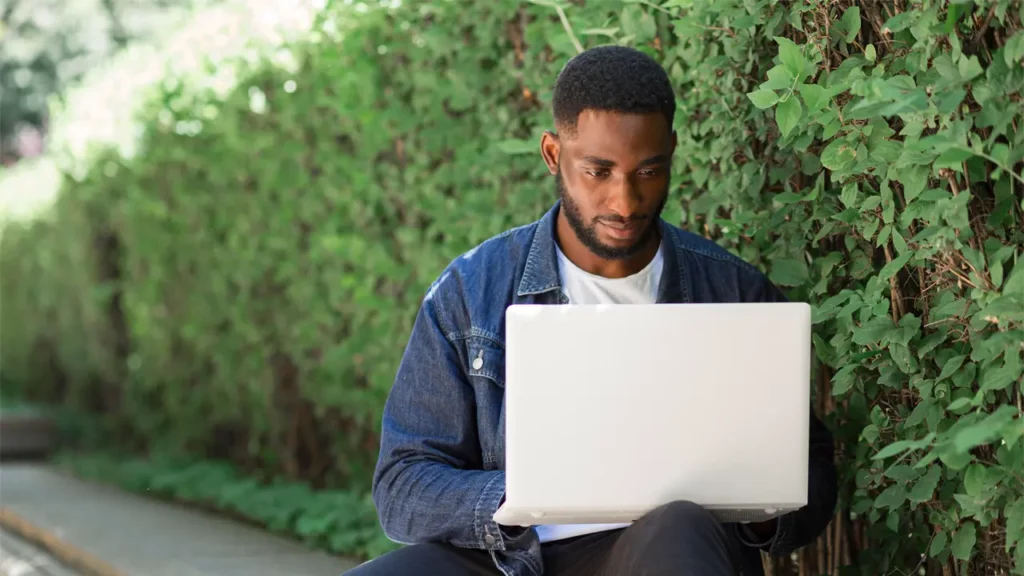 a man using a laptop