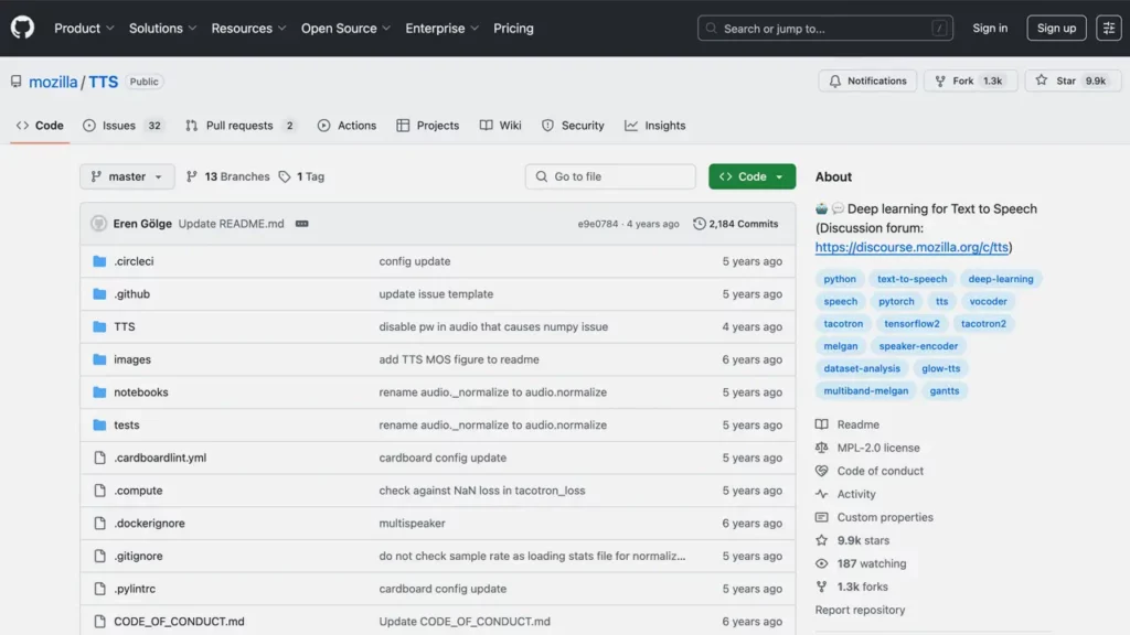 mozilla TTS on github