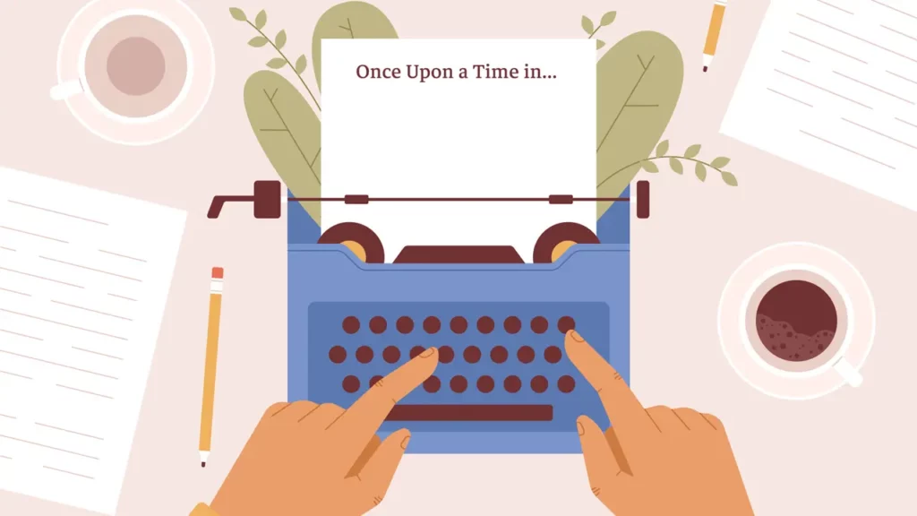 hands typing on a typewriter