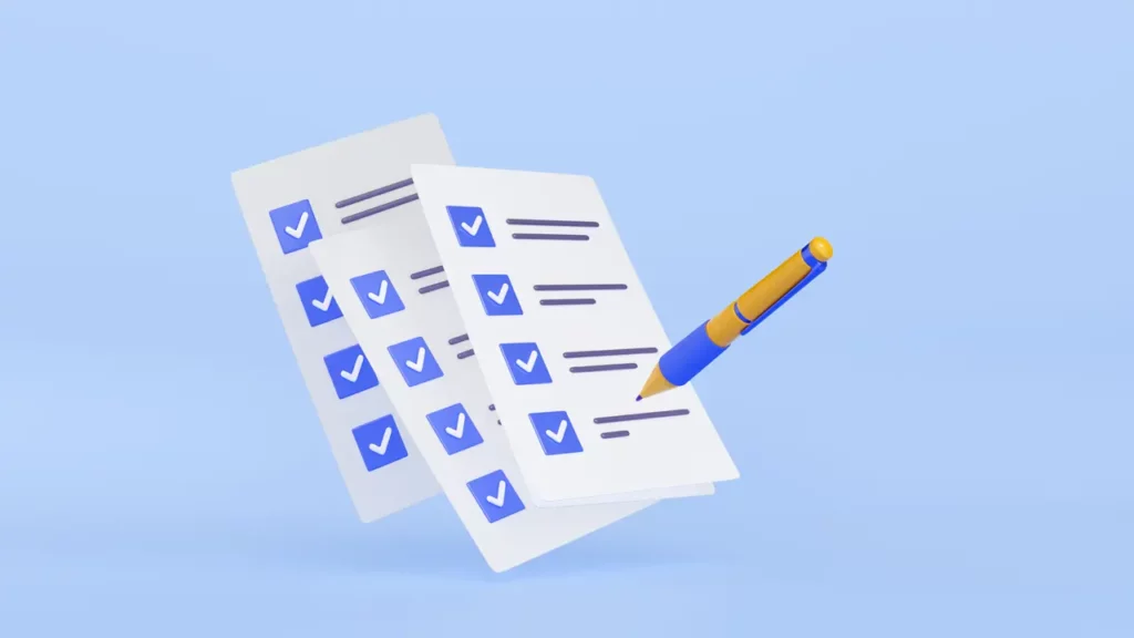 A checklist and pen.