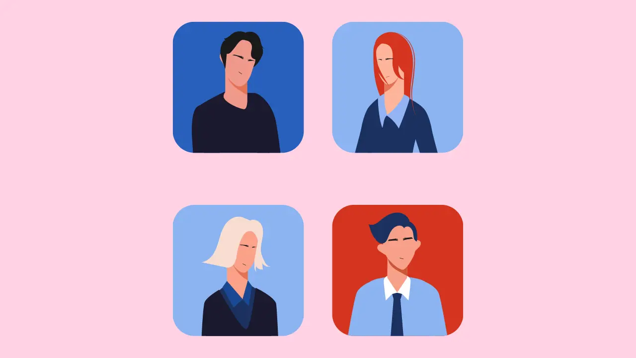 Stylized portraits of people.