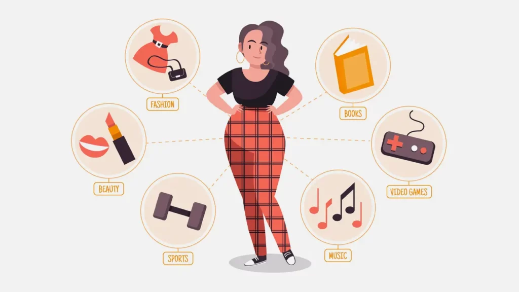 A woman trying out different topics for her content creation.