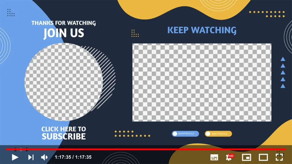 blank template of YouTube end screen