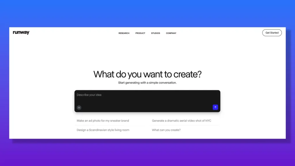 Runway landing page.