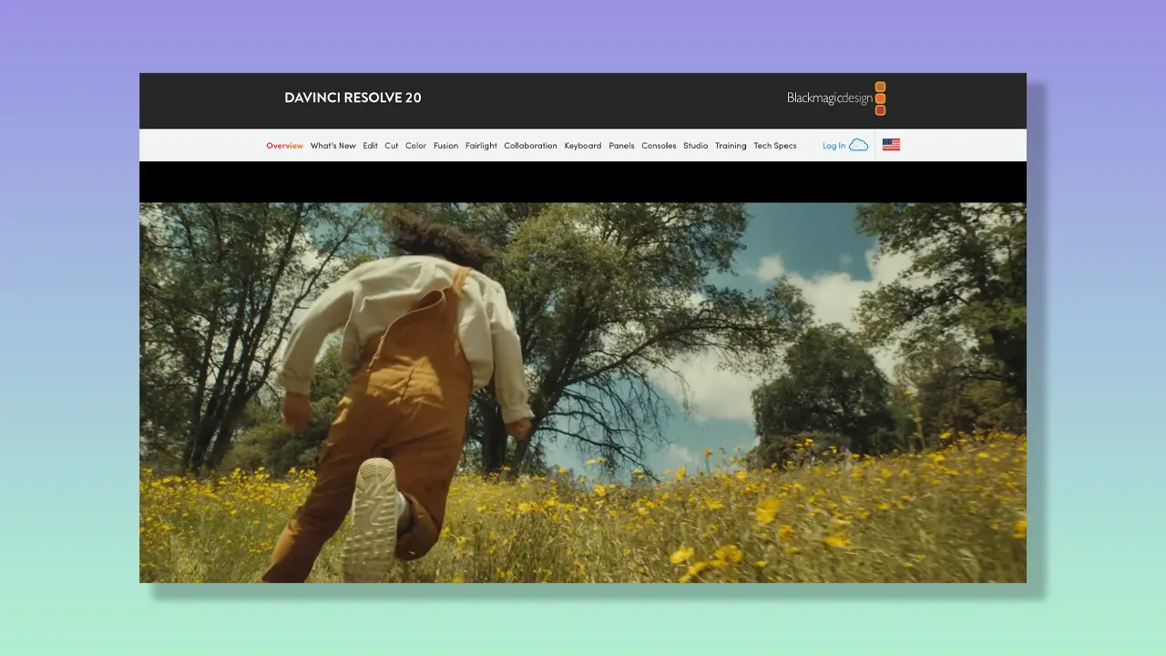 DaVinci Resolve landing page.