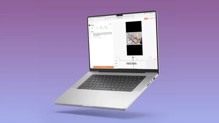 MacBook using Typecast's online video editor.