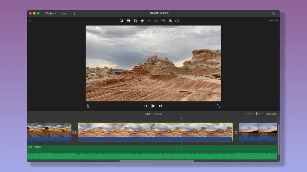 iMovie video editor.