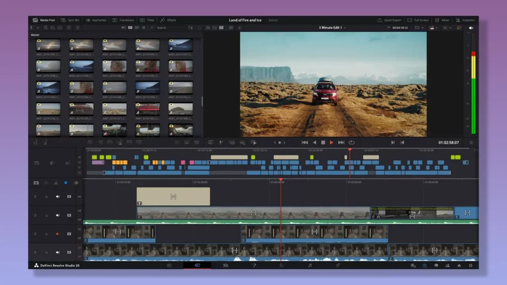 DaVinci Resolve video editor.