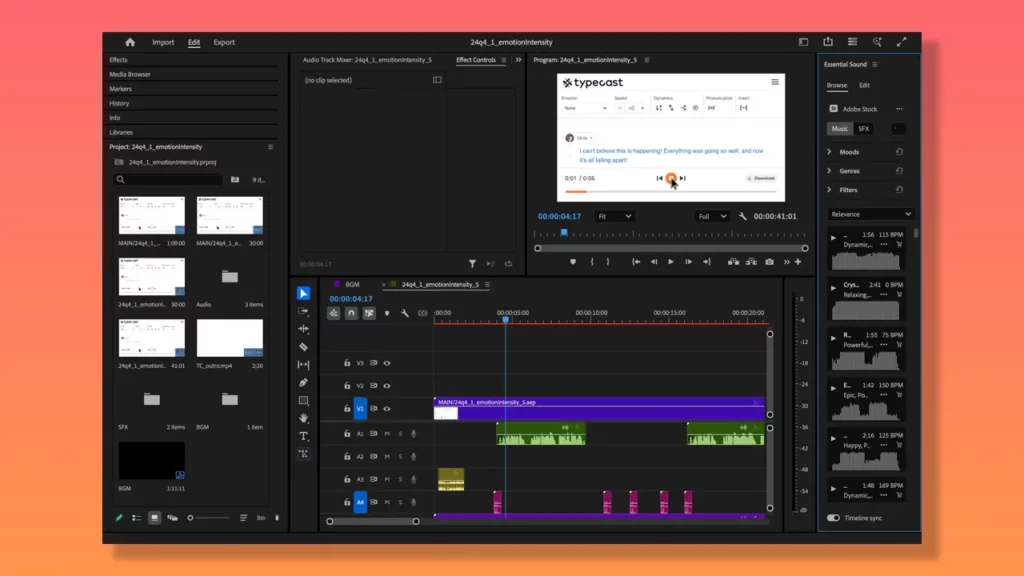 Adobe Premier video editor.