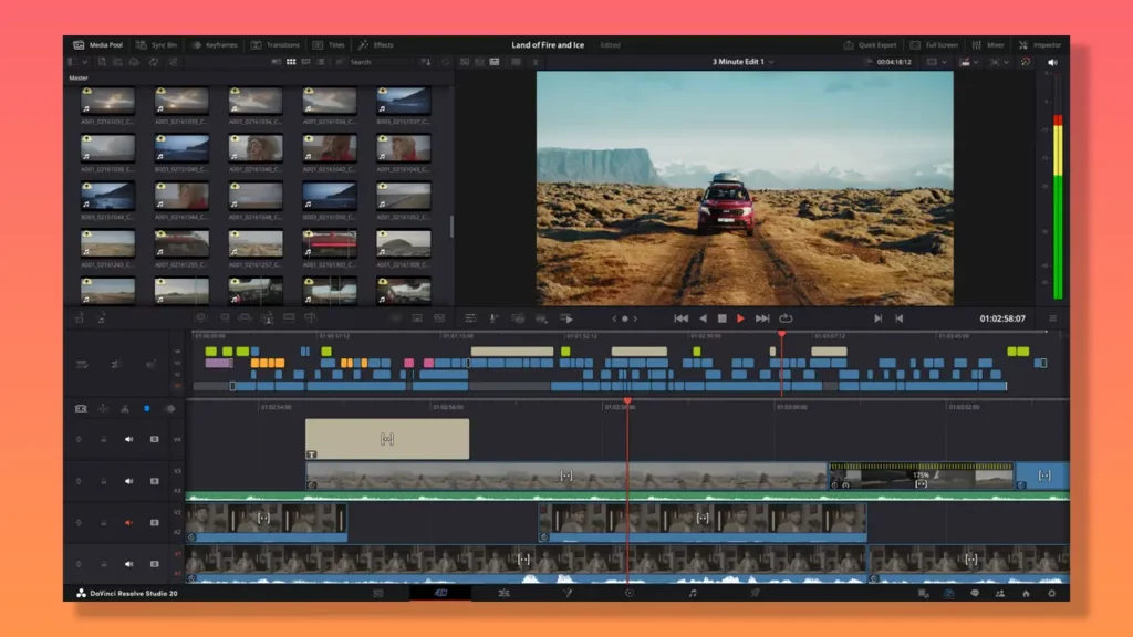 DaVinci Resolve video editor.