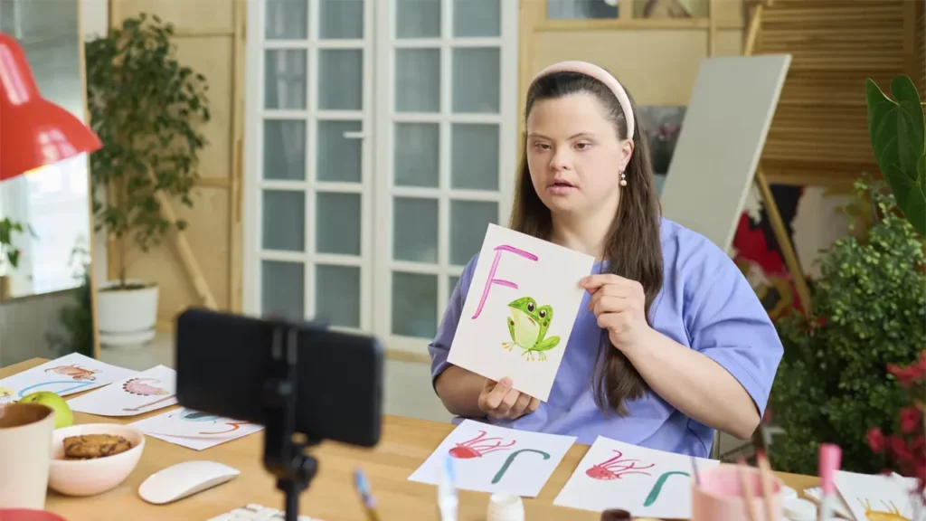 An online influencer creating a social media video.