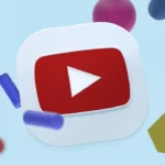 YouTube logo and other colorful shapes.