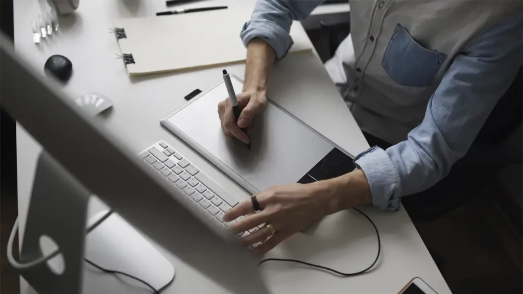 A graphic designer working.
