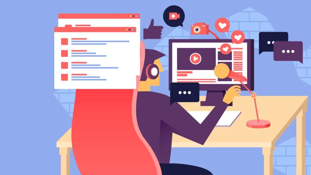 A person connecting with their followers on their online channel.