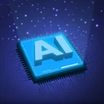 A computer chip with the word "AI," written on it in raised letters.