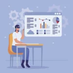 A woman using different AI marketing tools.