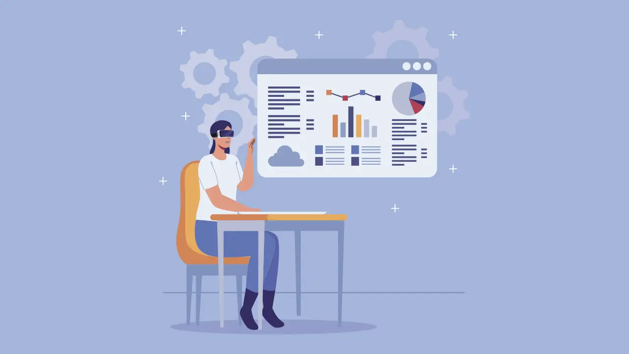 A woman using different AI marketing tools.