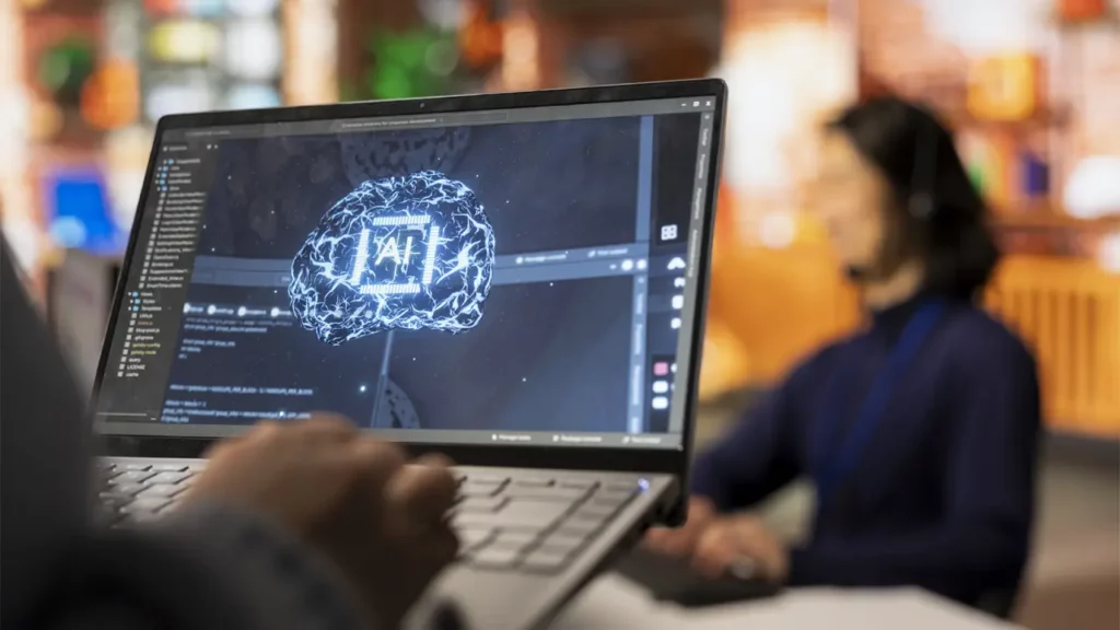 A person using an AI tool on their laptop.