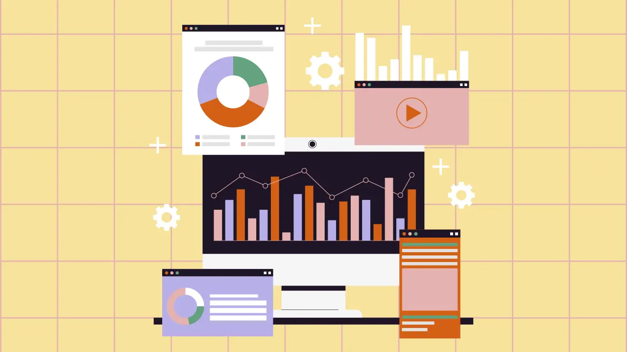 A computer displaying different data and charts.