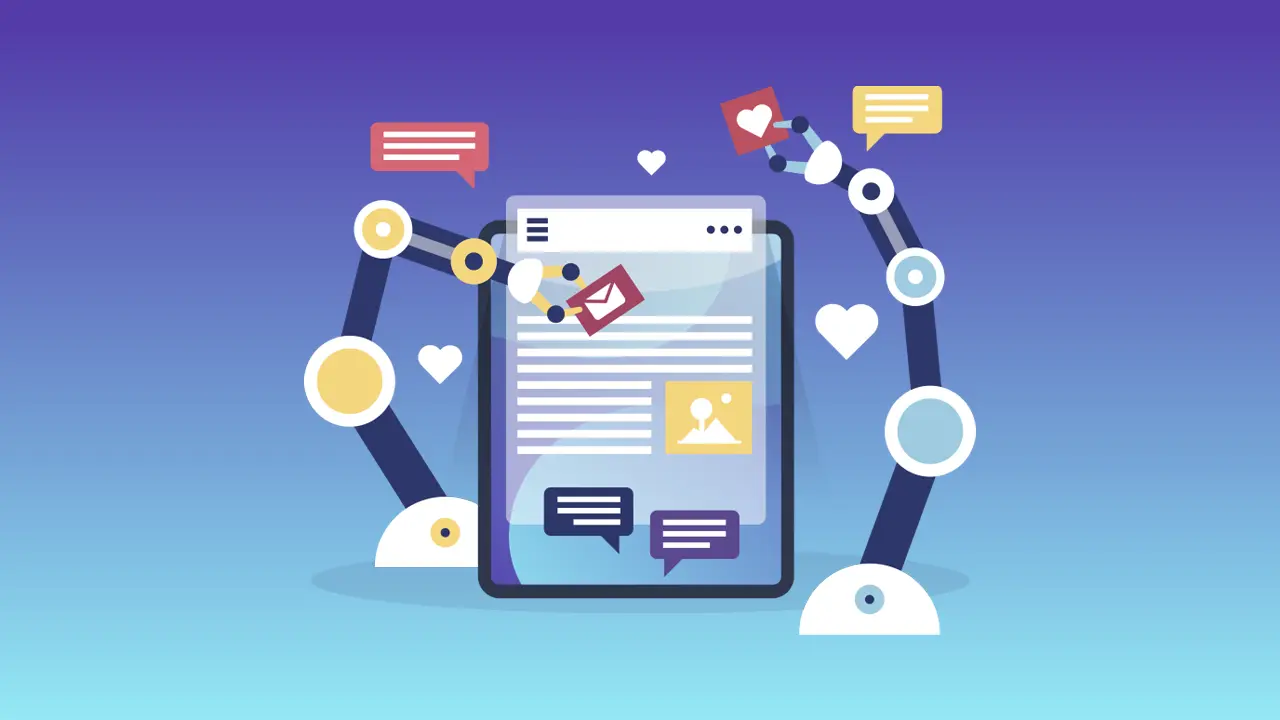 The marketing process being automated by AI.