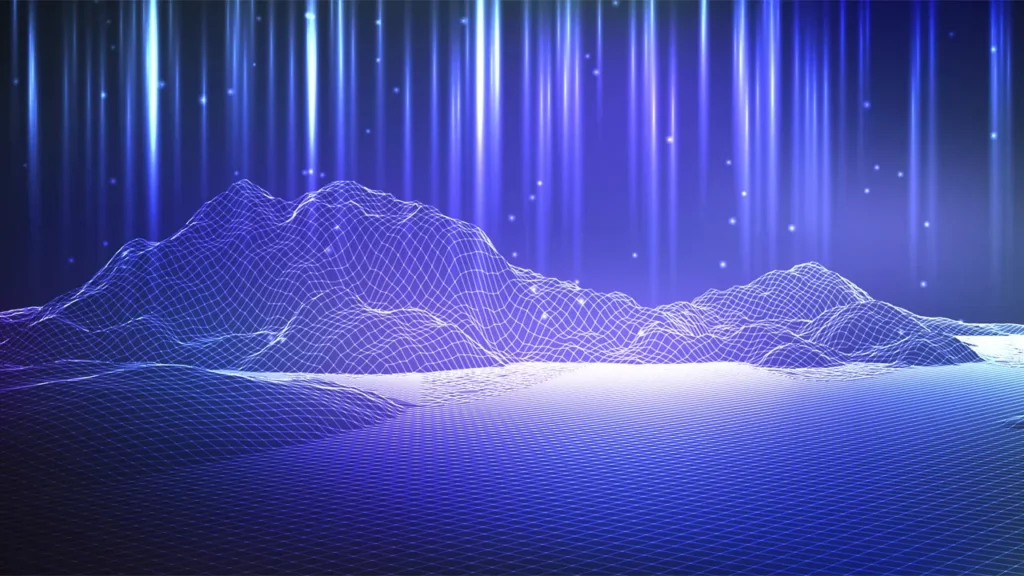 A wireframe of terrain.