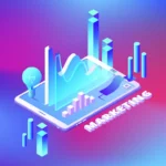 Different digital marketing elements coming out of a tablet.