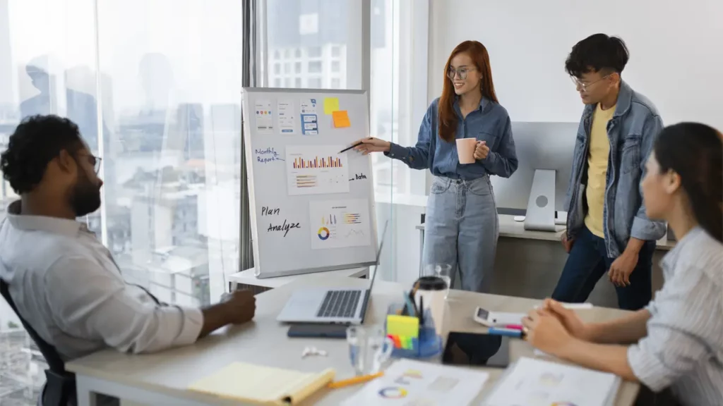 A group of marketers having a meeting.