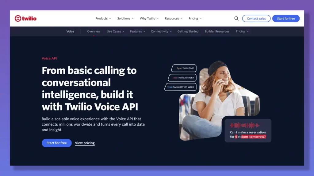 Twilio landing page.