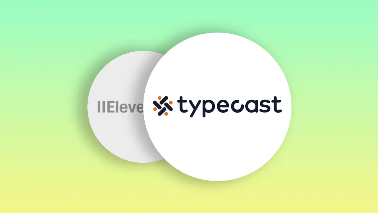 The Typecast AI logo covering the ElevenLabs logo.