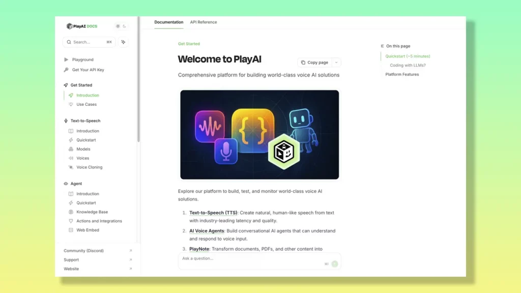PlayAI landing page.