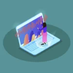 A woman accessing TTS on her laptop.