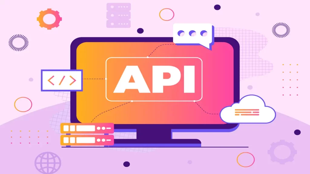 API and coding language on a computer monitor.