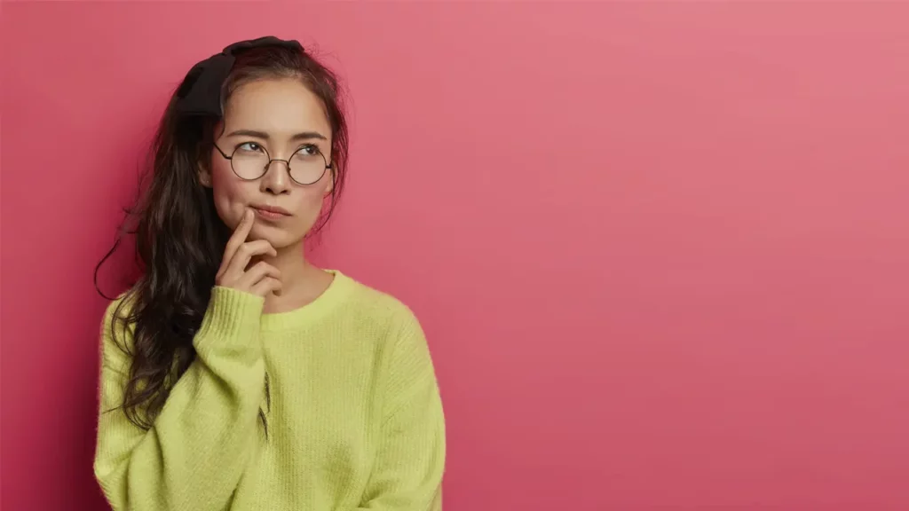 A woman deciding something.