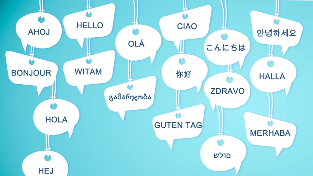 Different languages expressing the word "hello."