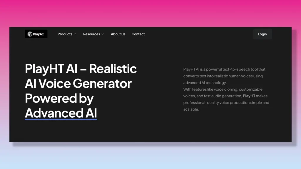 PlayHT AI voice cloning page.