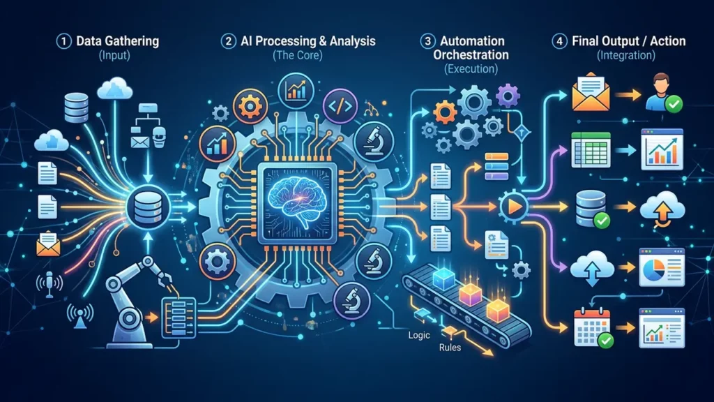 AI workflow automation diagram.