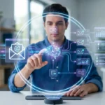 A man automating his emails with AI.