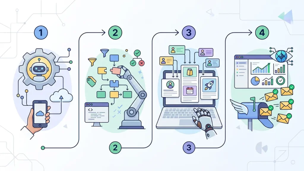 Steps to automating emails with AI.