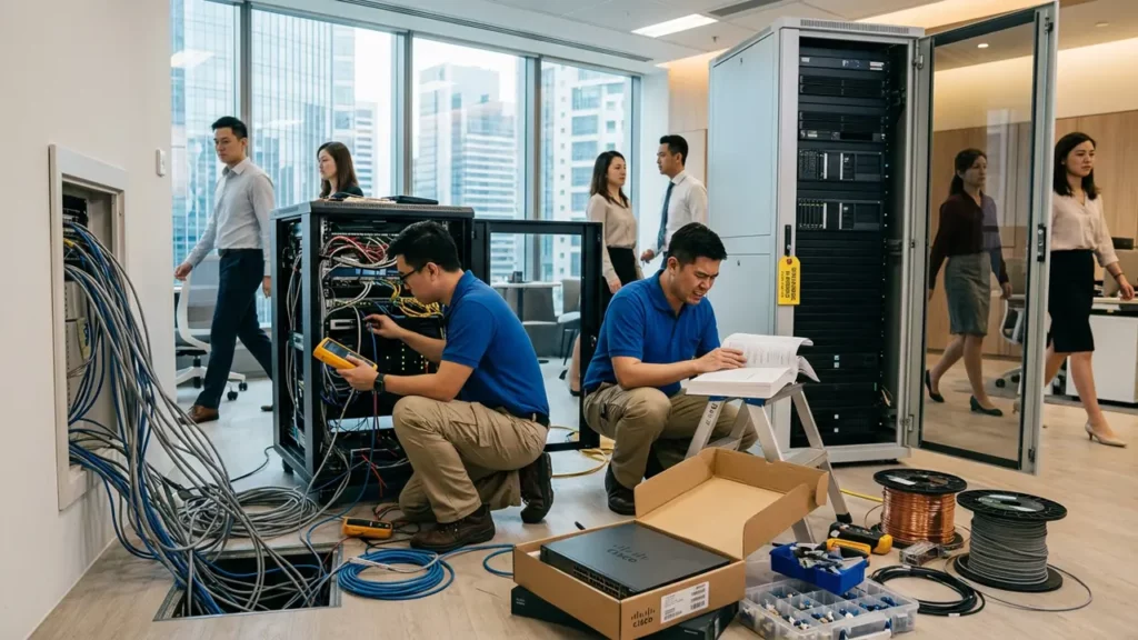 People in an office struggling with the high implementation and maintenance costs of running AI.