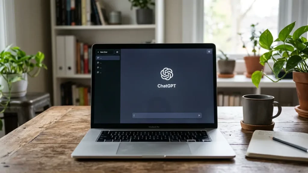 A laptop running ChatGPT.