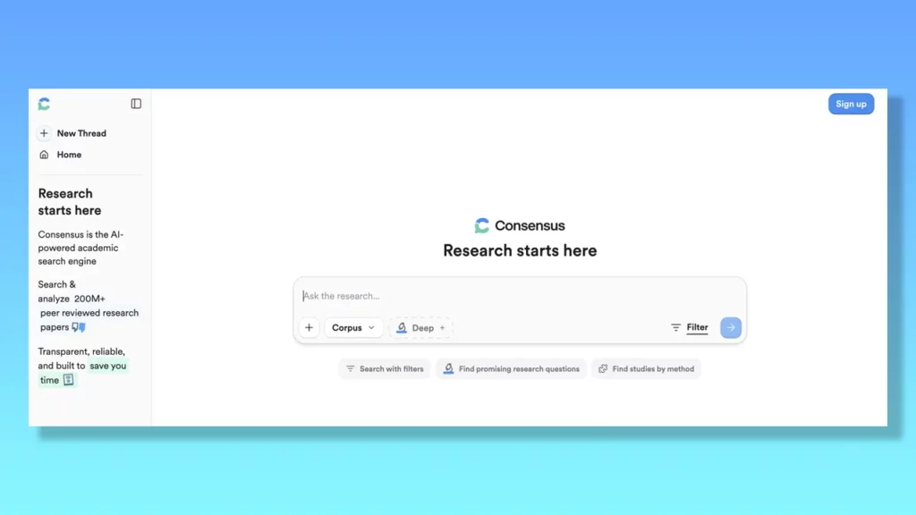 Consensus home page.