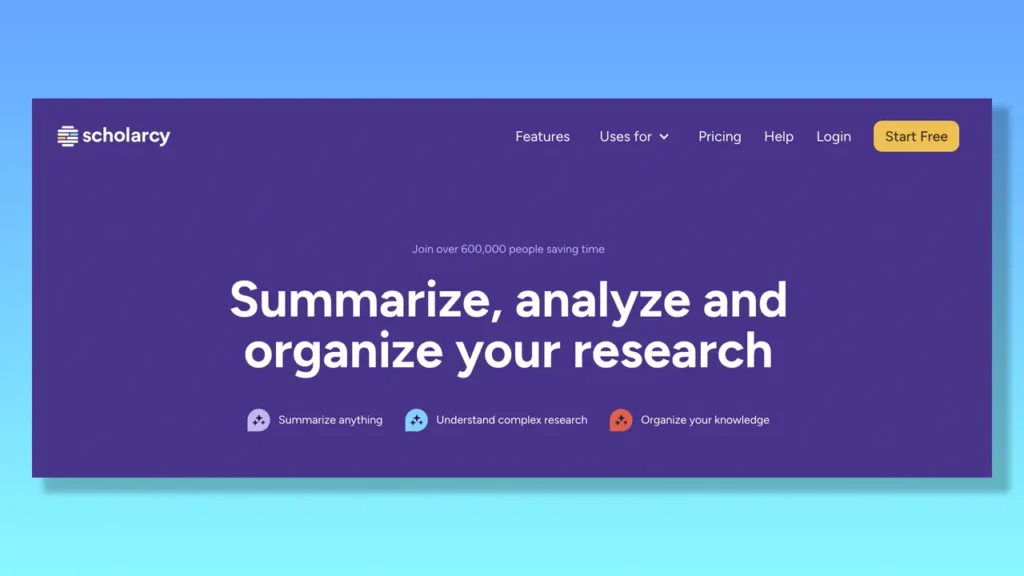 Scholarcy home page.