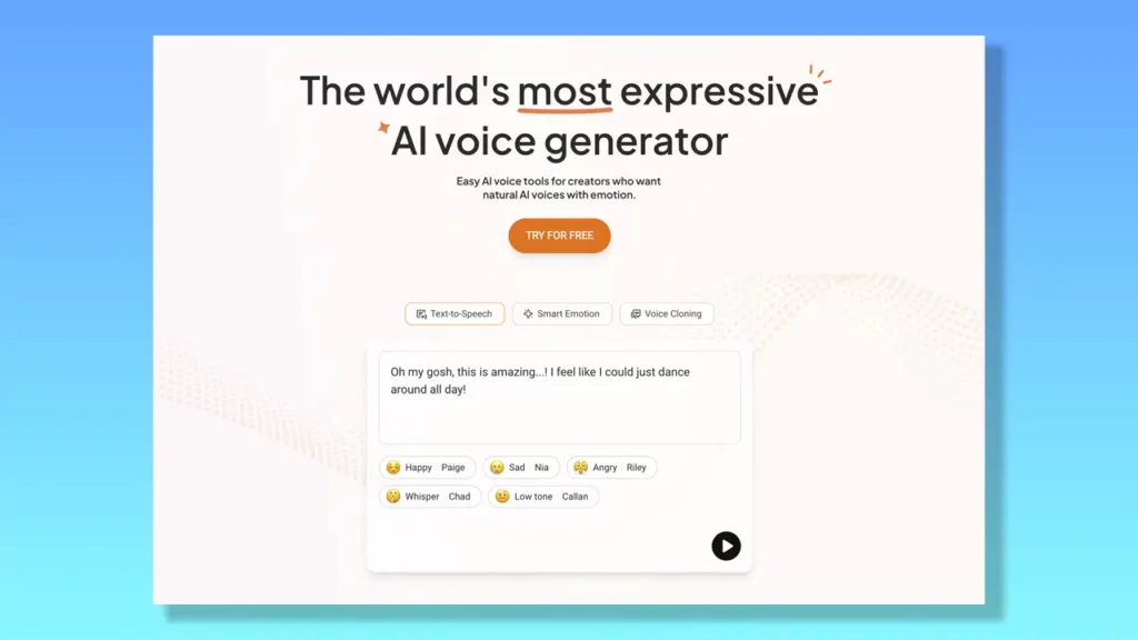 Typecast AI home page.